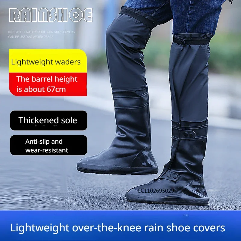 Pantalones de lluvia impermeables para montar al aire libre, cubiertas de zapatos antideslizantes, gruesas, resistentes al desgaste, sobre la