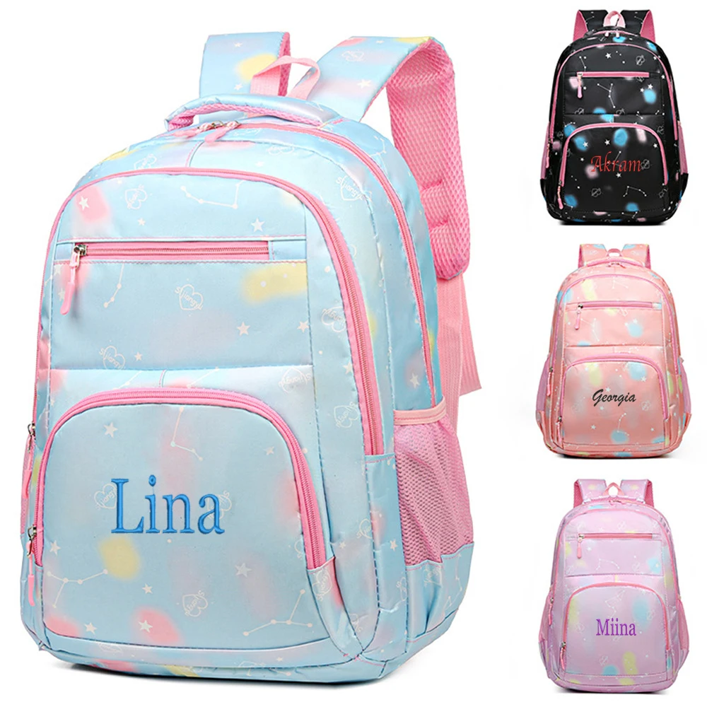 

New Primary School Backpack with Embroidered Name Children's Large Capacity Outdoor Backpack Personalized Student Travel Bags