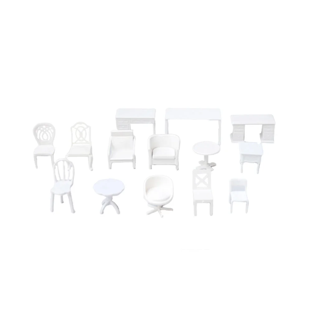 14 Pcs Kids Mini Table Kit Miniature Landscape Accessory House Furnitue Model Chair Desk Furnitures