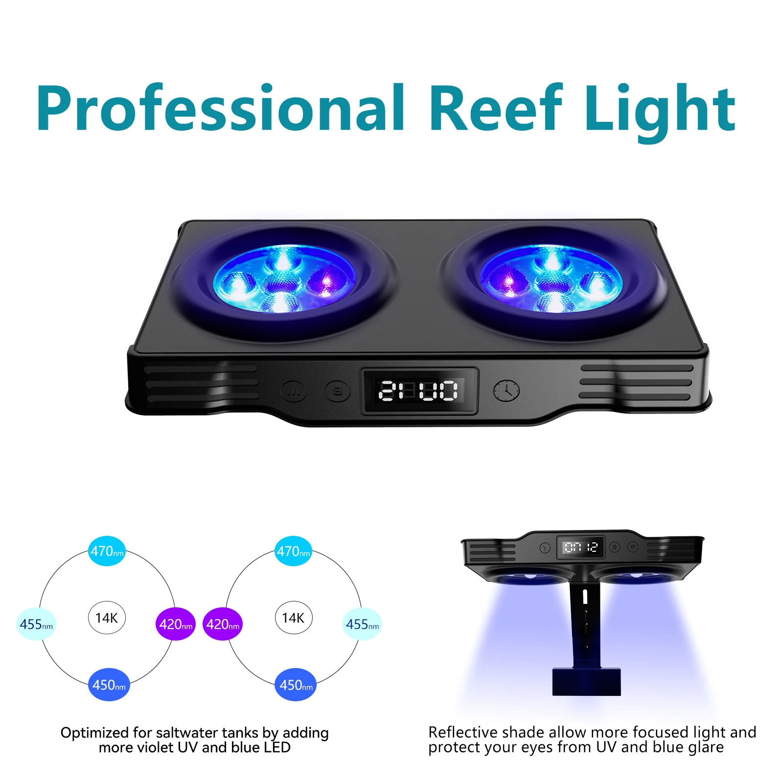

Modern Design Aluminum Ctlite Dimmer Ip66 Full Spectrum 36w Reef Aquarium Light for Saltwater Tank Low Noise Violet Uv Blue