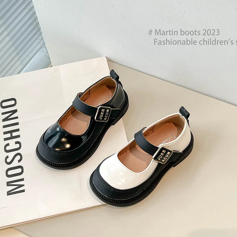 Wedding Shoes For Kids Girls Square Opening New Children Leather Shoes  Schuhe Mädchen Show Princess Shoes