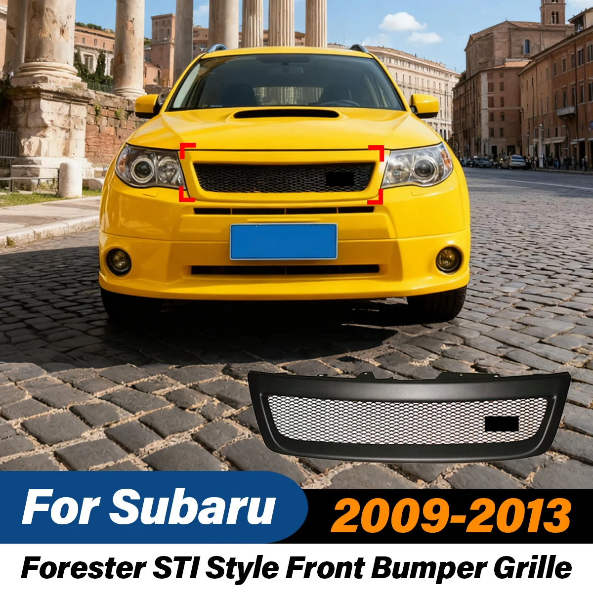 

For Subaru Forester 2009 2010 2011 2012 2013 STI Style Automobile Front Bumper Grille ABS Gloss Black Body Modification Kit