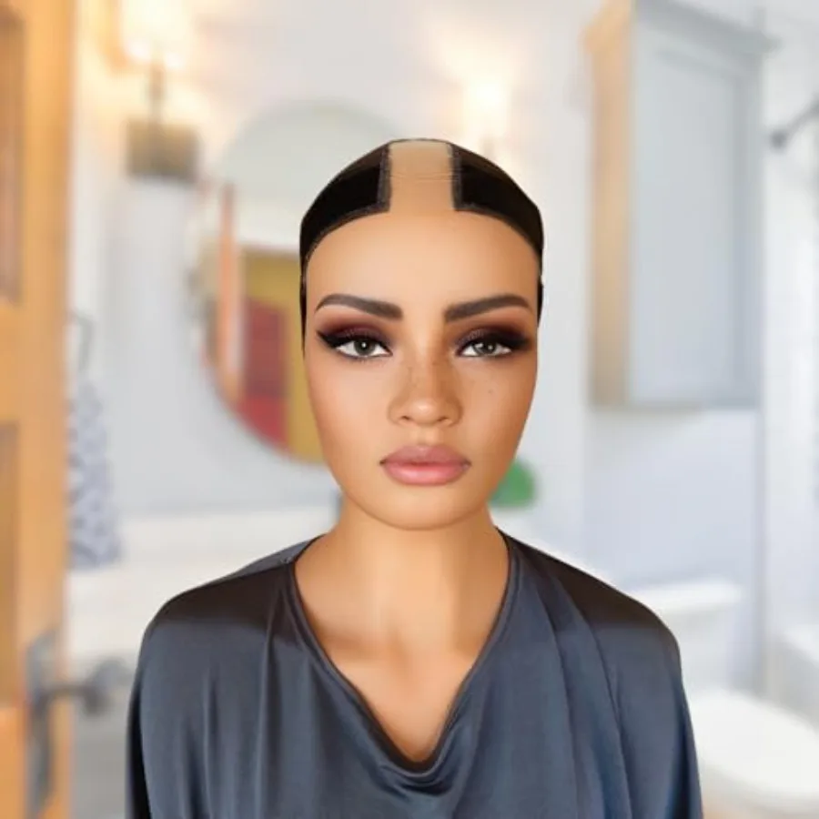 قبعة شعر مستعار دانتيل عالمية للشعر البشري والشعر المستعار الاصطناعي، شريط ناعم وشفاف مكشوف الأذن مع مقاس آمن، مثالي للاستخدام اليومي