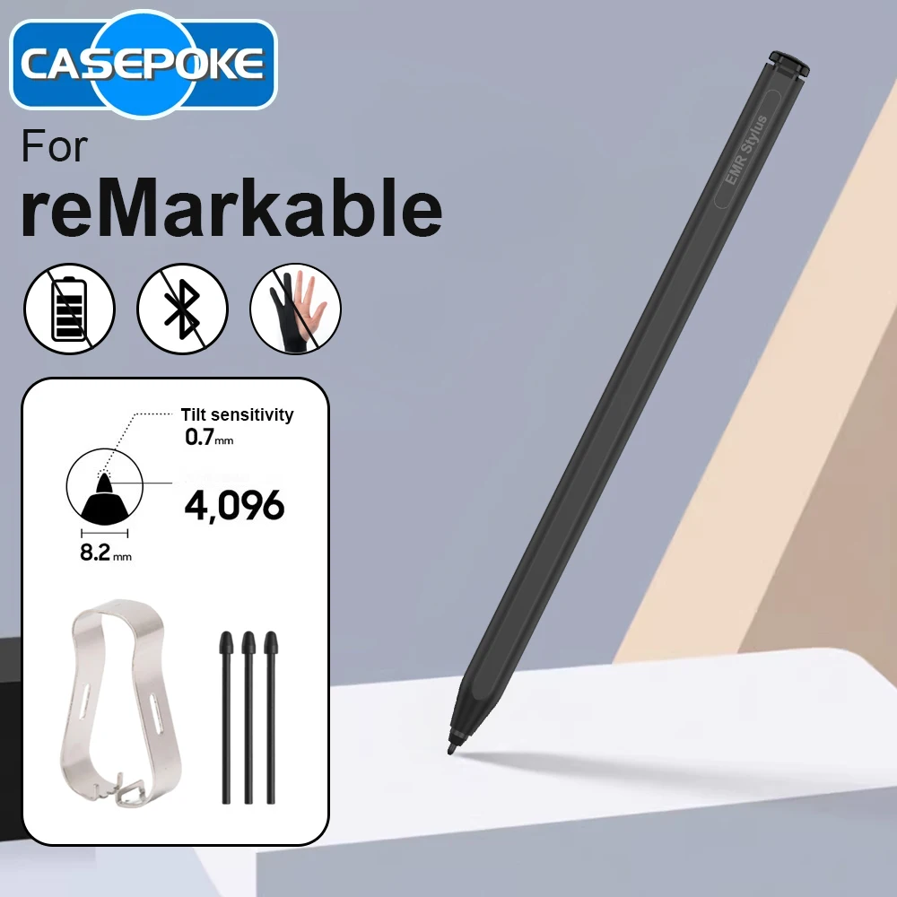 

Portable EMR Stylus for reMarkable 2, 4096 Pressure Levels Palm Rejection, Magnetic Battery-Free Pen for Sketching Office Study