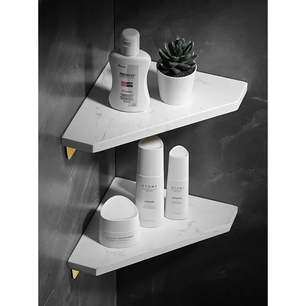 【 Loss Clearing 】 Marble Bathroom Triangle Frame Bathroom Non Perforated Storage Rack Shower Room Toilet Wall