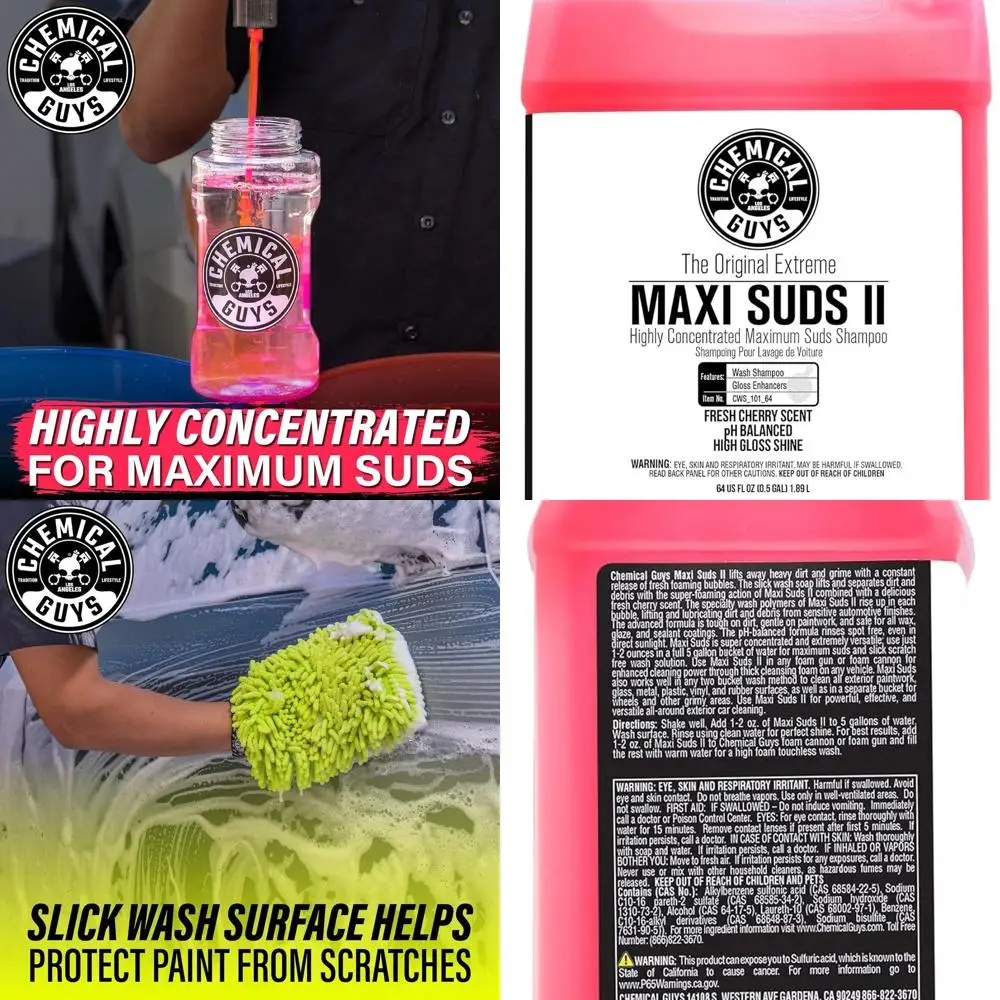 

Maxi Suds II Foaming Car Wash Soap – High Foam Car Wash Soap, Cherry Scent Shampoo and Gloss Booster for Foam Cannons, Guns or B