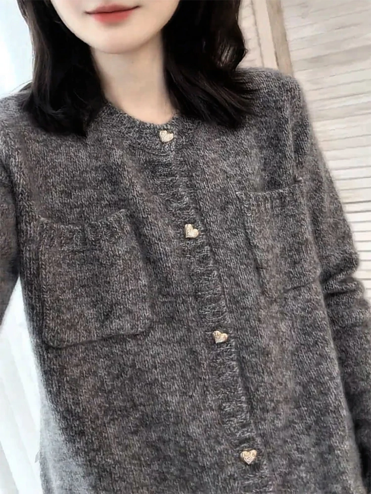 

Soft Cozy round Ne Knitted Open Cardigan Autumn Winter New Sle plus Size Ele Slimming Agel Women's Camere Sweater