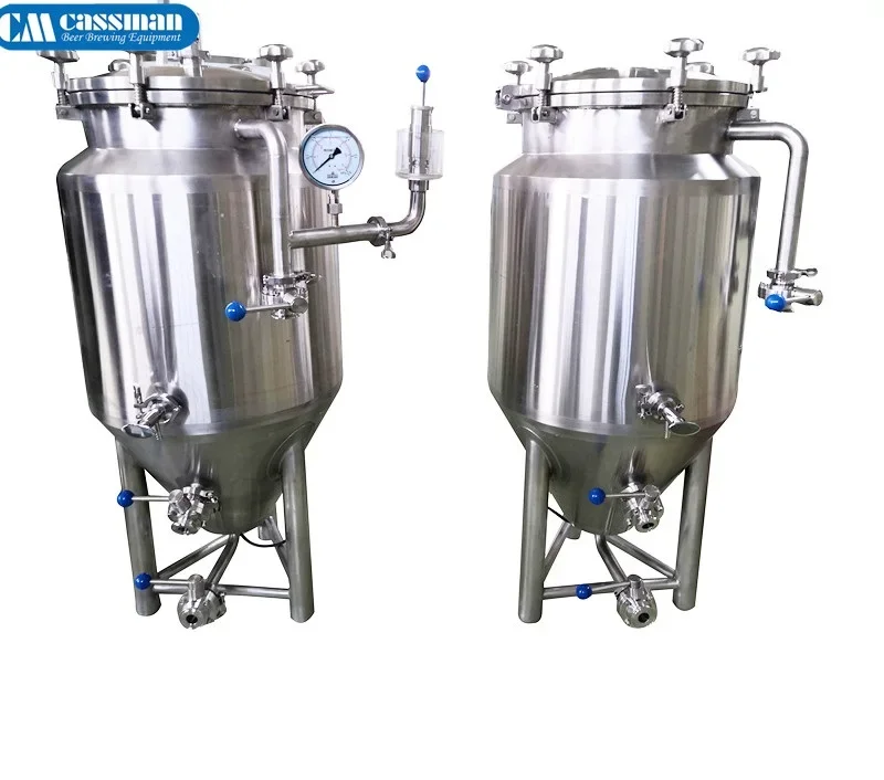 50l 60l 100l 120l mini conical beer fermenter tank with cooling jacket