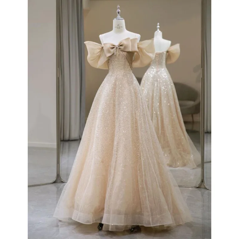 

Elegant Evening Dress for Women 2026 New Style, Niche Annual Meeting Host, French Banquet, High-end Atmosphere, Powerful Bow Tie
