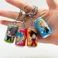 4pcs New Style Dragon Ball Anime Keychain Son Goku Kakarotto Vegeta Trunks Keychain Cans Figure Cartoon Keyring Children Gift
