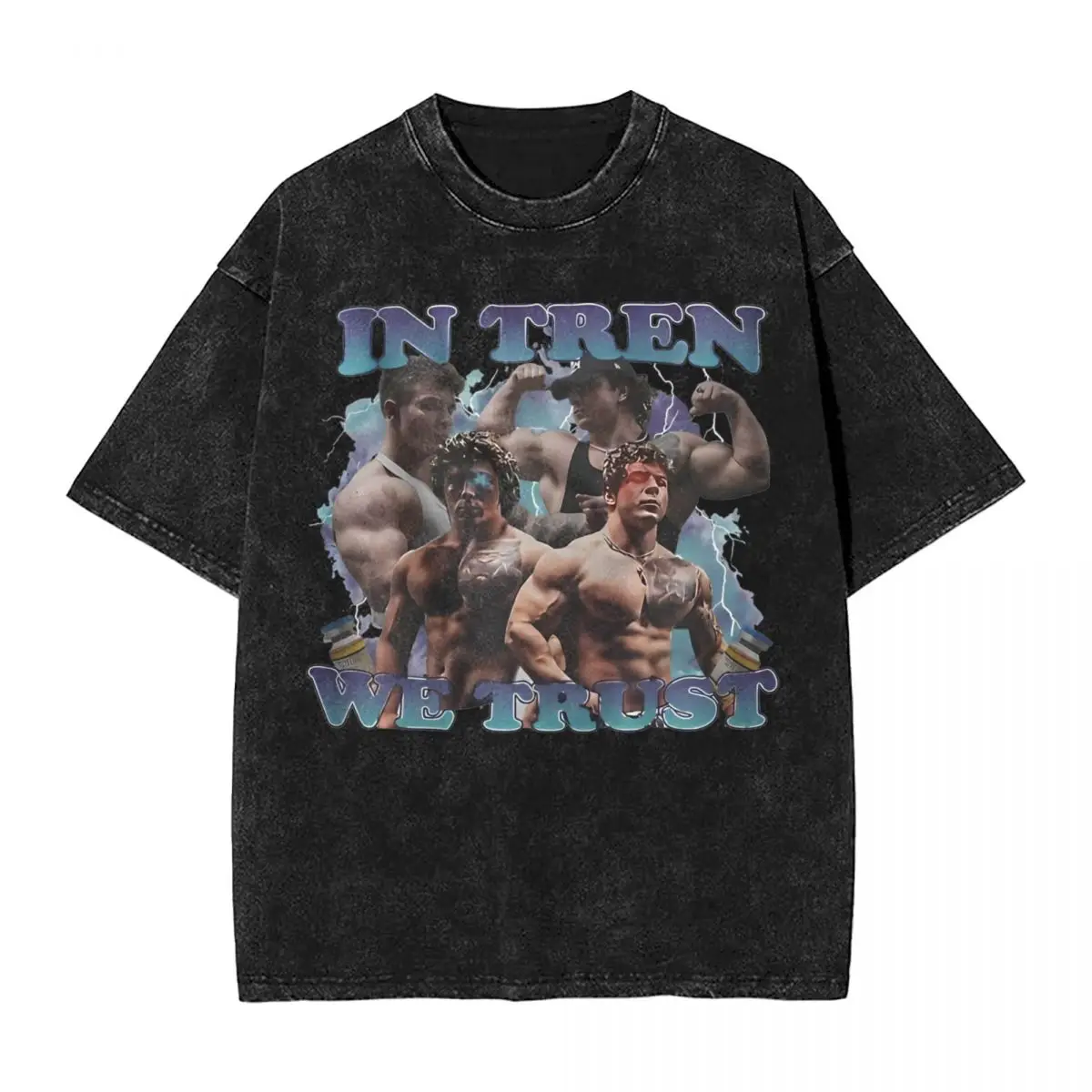 

Tren Twins Oversized Sam Sulek Washed T Shirt Streetwear T-Shirts In Tren We Trust Tees for Men Cotton Oversize Printed Tops