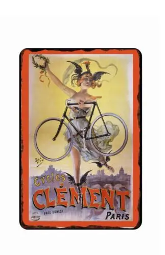 Clement Paris велосипеды 1904 французская реклама полностью металлический жестяной знак 8x12