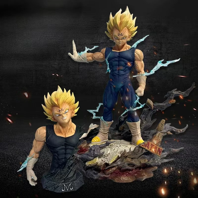 20cm Dragon Ball Z Anime Demonization Vegeta Luminous Replaceable Head Hand PVC Action Figures Collection Model Toy Gift