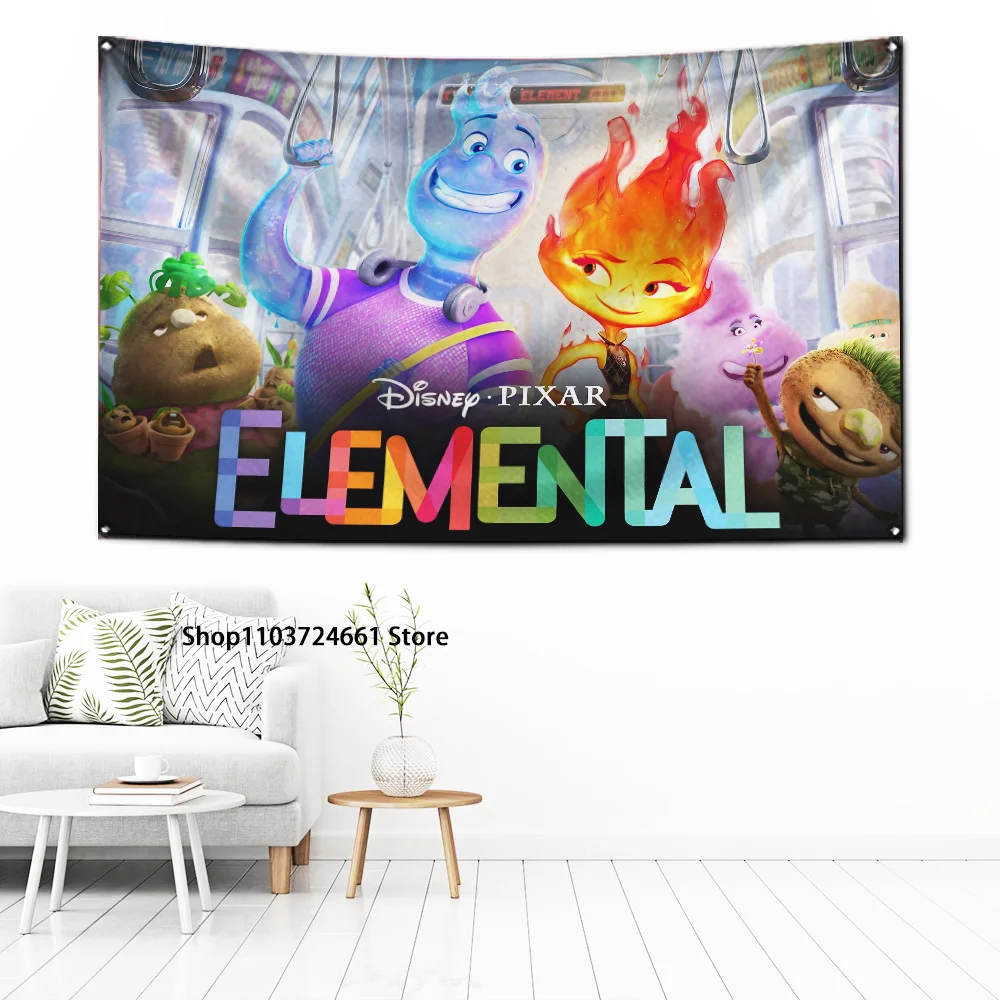 60x90cm Disneys Elementals Party Decoration Flag Polyester Digital Printing Banner for Garage Wall Art Out Door Decoration