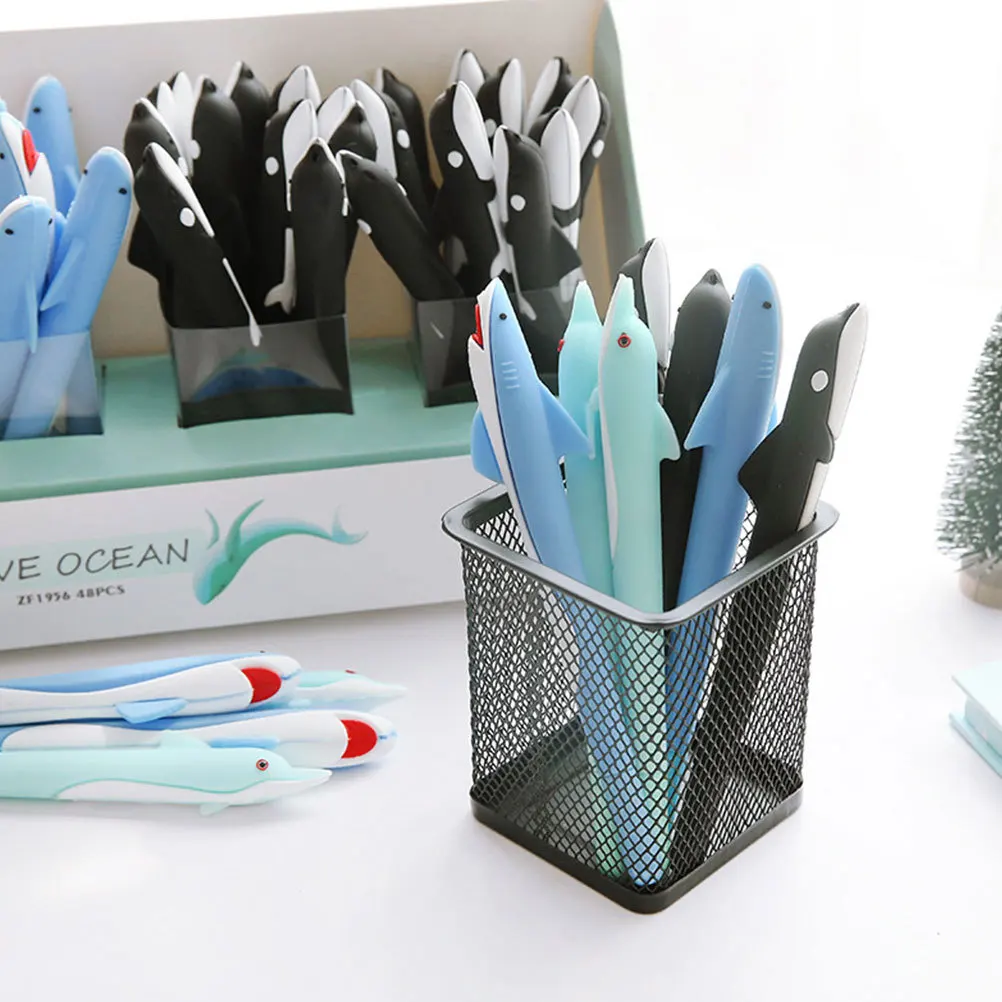 

12Pcs Dolphin-Shaped Gel Pens Creative Design Writing Pen Students Stationery School Supplies for Boys Girls Shell Random Color