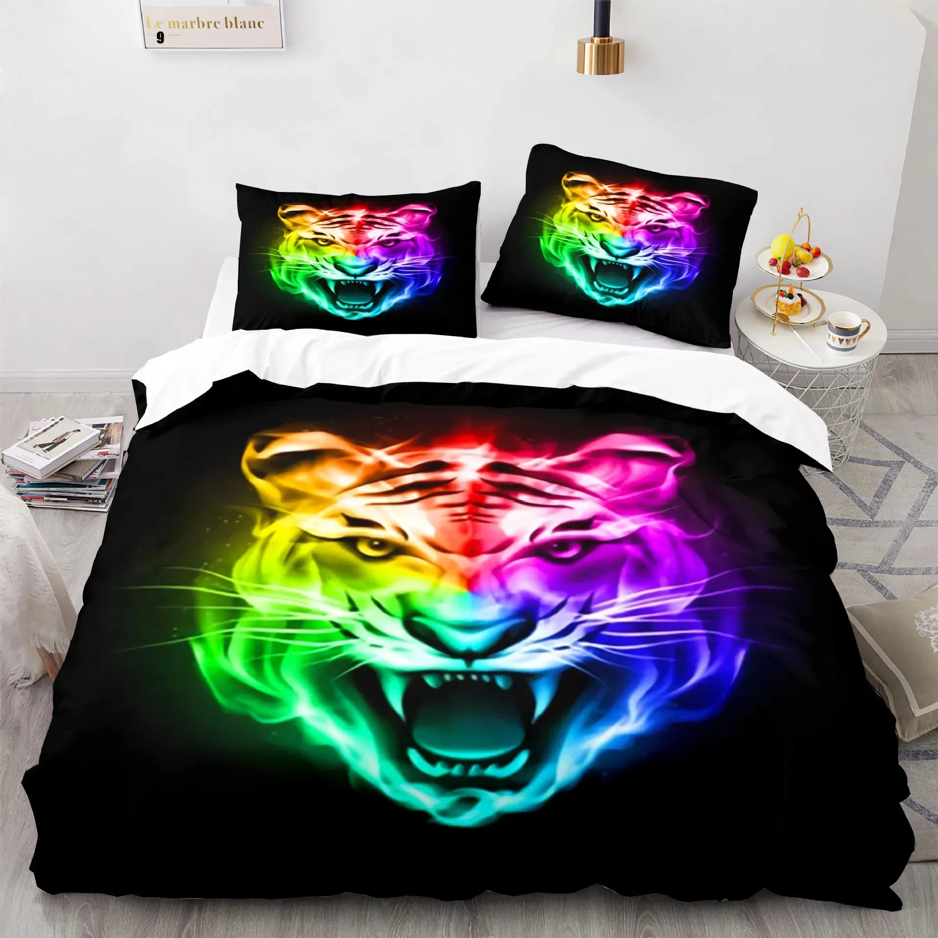 

Cool Flame Tiger Animal 3D Duvet Cover Bedding Set Comforter Linen Pillowcases Quilt Cover Gift Single Double Twin King Queen