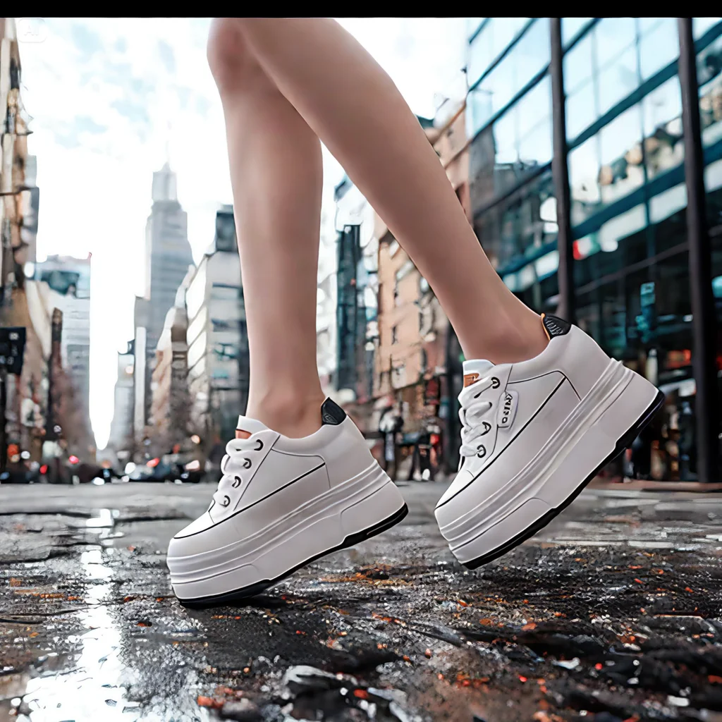 

Koznoy 9cm Boarding High Brand Heels Casual Summer Shoes Cow Suede Genuine Leather Women Vulcanized Shoes Platform Wedge Skate