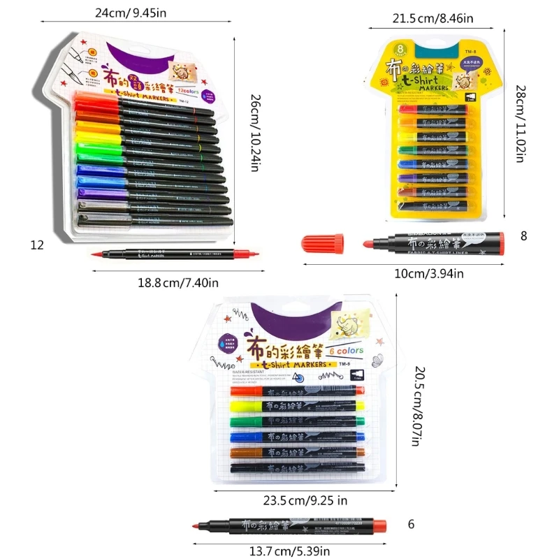 ปากกามาร์กเกอร์ศิลปะผ้าสำหรับเสื้อผ้า ปากกาเพ้นท์ผ้ากันน้ำแบบปลายสองด้าน