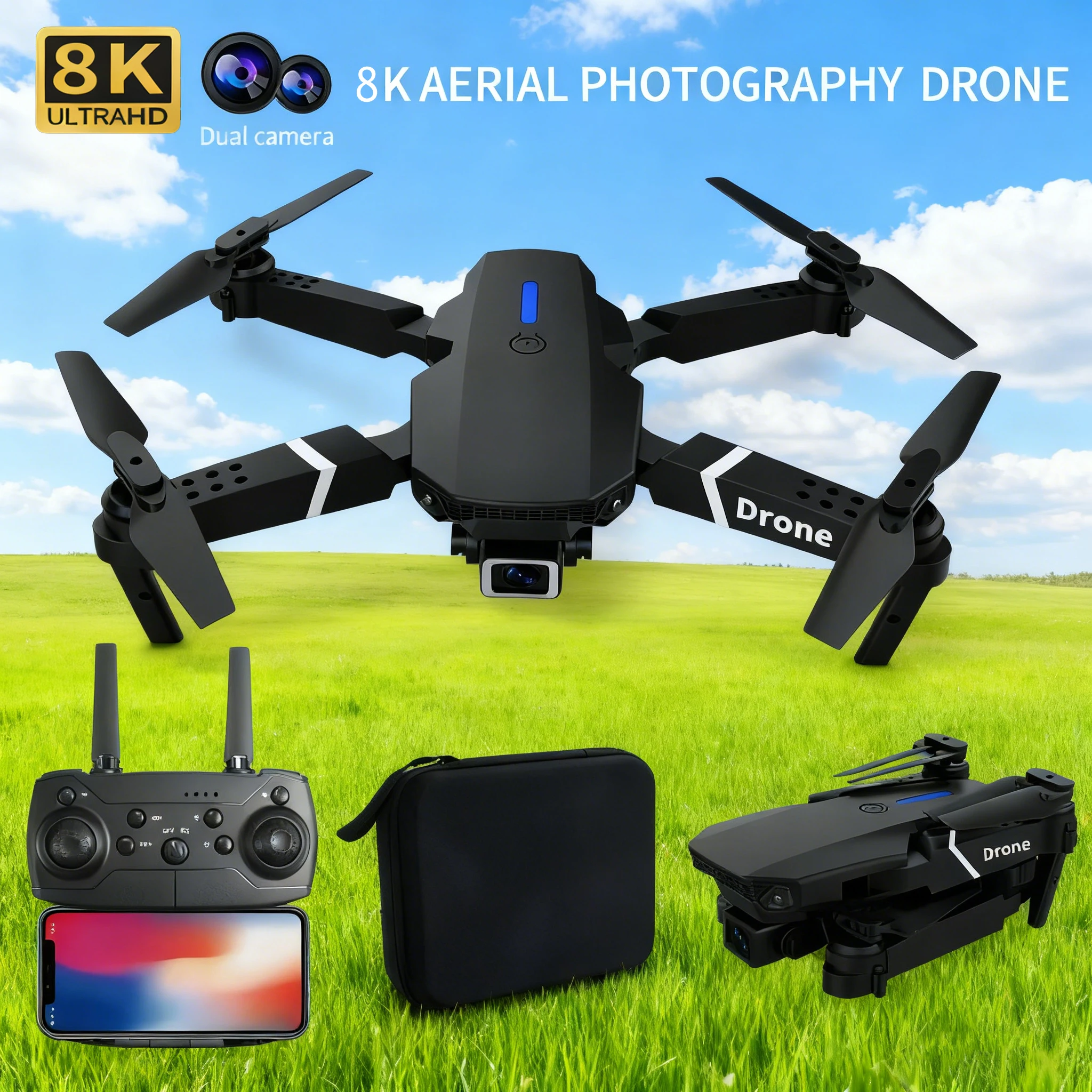 

Новый Дрон 2025 года E88 GPS Профессиональный Дрон с двойной камерой Квадрокоптер Бесщеточная антенна 360° Предотвращение препятствий Фотография Лазерная радиоуправляемая игрушка