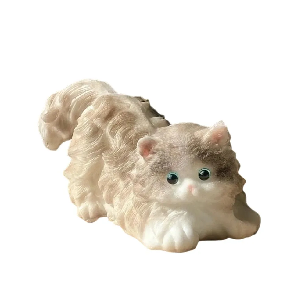 Handmade Kawaii Squeeze Simulation Cat Toy Stress Relief Anxiety Relaxation Persian Cat Squeeze Toy Slow Rebound Silicone