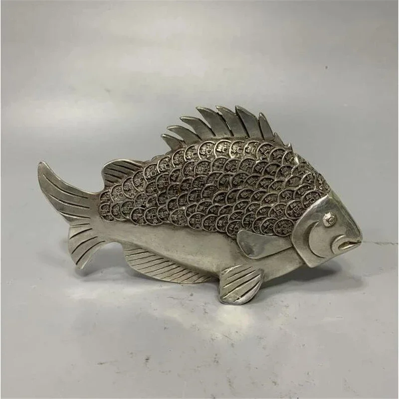 

Архаичная коллекция, белая медь, набор богатства, рыба, украшения для домашнего рабочего стола, статуя ремесла