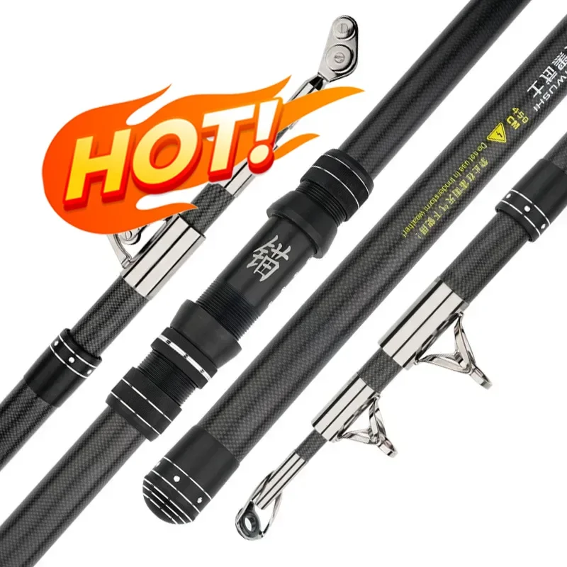 

2.1-4.5M Carbon Fishing Rod 50kg above Superhard Long Distance Throwing shot Rod Telescopic Sea Boat High Quality Fishing Gear