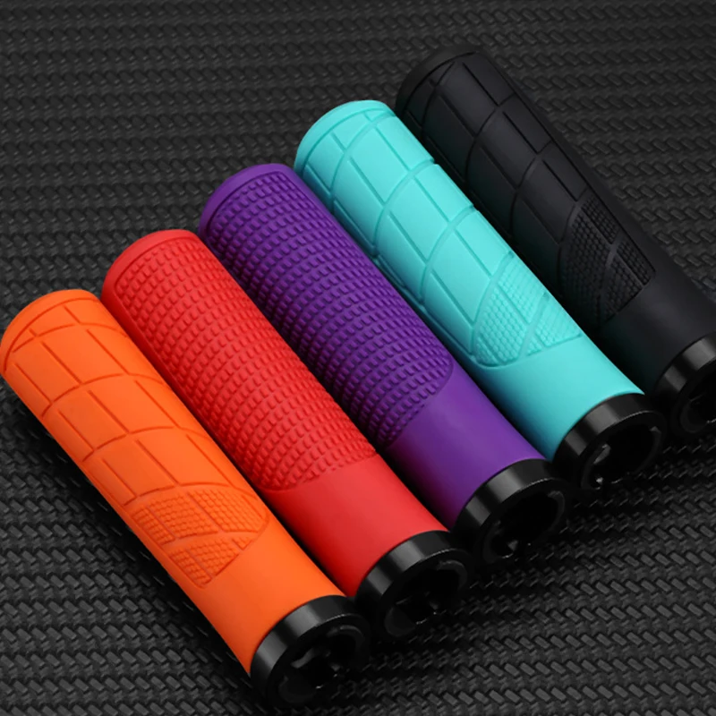 Bicycle Grips Soft Rubber Bike Handlebar Grips Aluminum Alloy Lock Ring MTB Grip Shock Absorption Bike Handle Bicycle Part