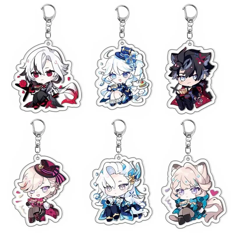 Genshin Impact Furina Arlecchino Neuvillette Lynette Lyney Wriothesley Keychain Anime Game Pendant Accessories Gift