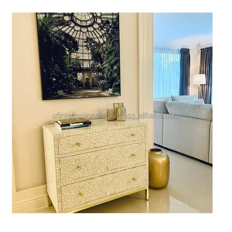 Bone inlay drawer home use living room cabinets for sale storage cabinet and large size and bone inlay white color