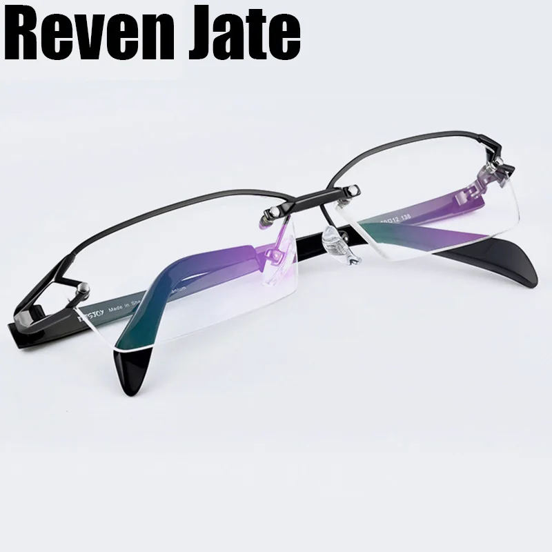 Reven Jate 1143 Large Size Men's Optical Glasses with Pure Titanium Frame Wide Face Fit Prescription Eyeglasses for Male Eyewear