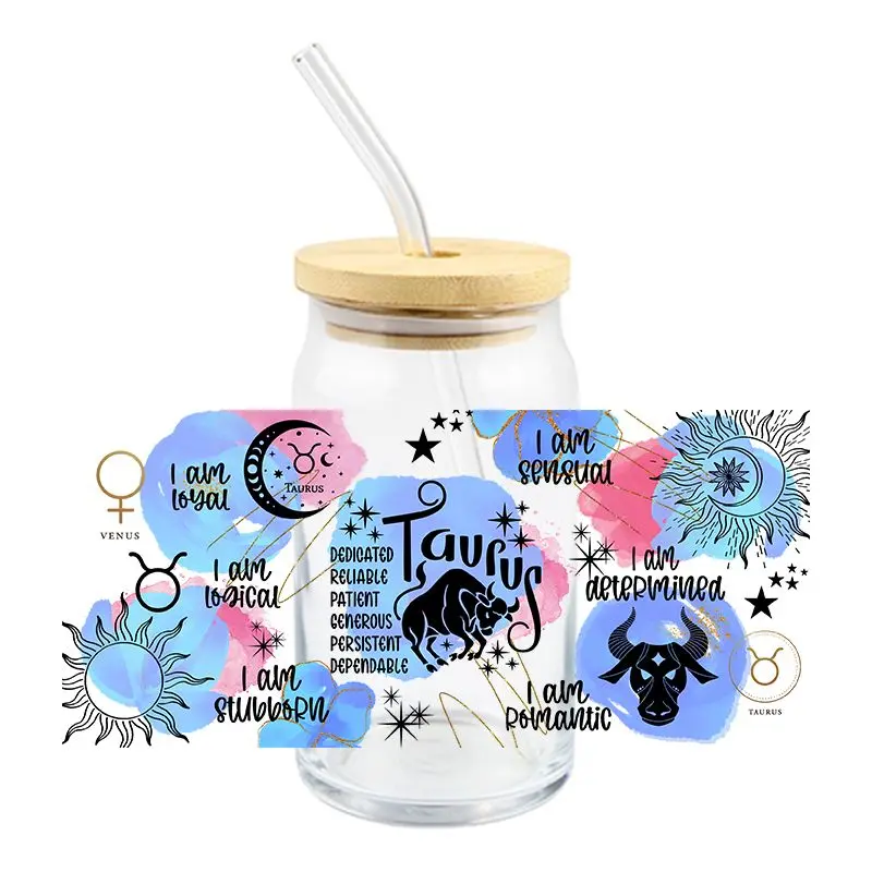 Twelve Constellations Uv Dtf Transfer Sticker Diy Waterproof For 16Oz Cups High Temperature Resistance Easy To Use Custom Decals