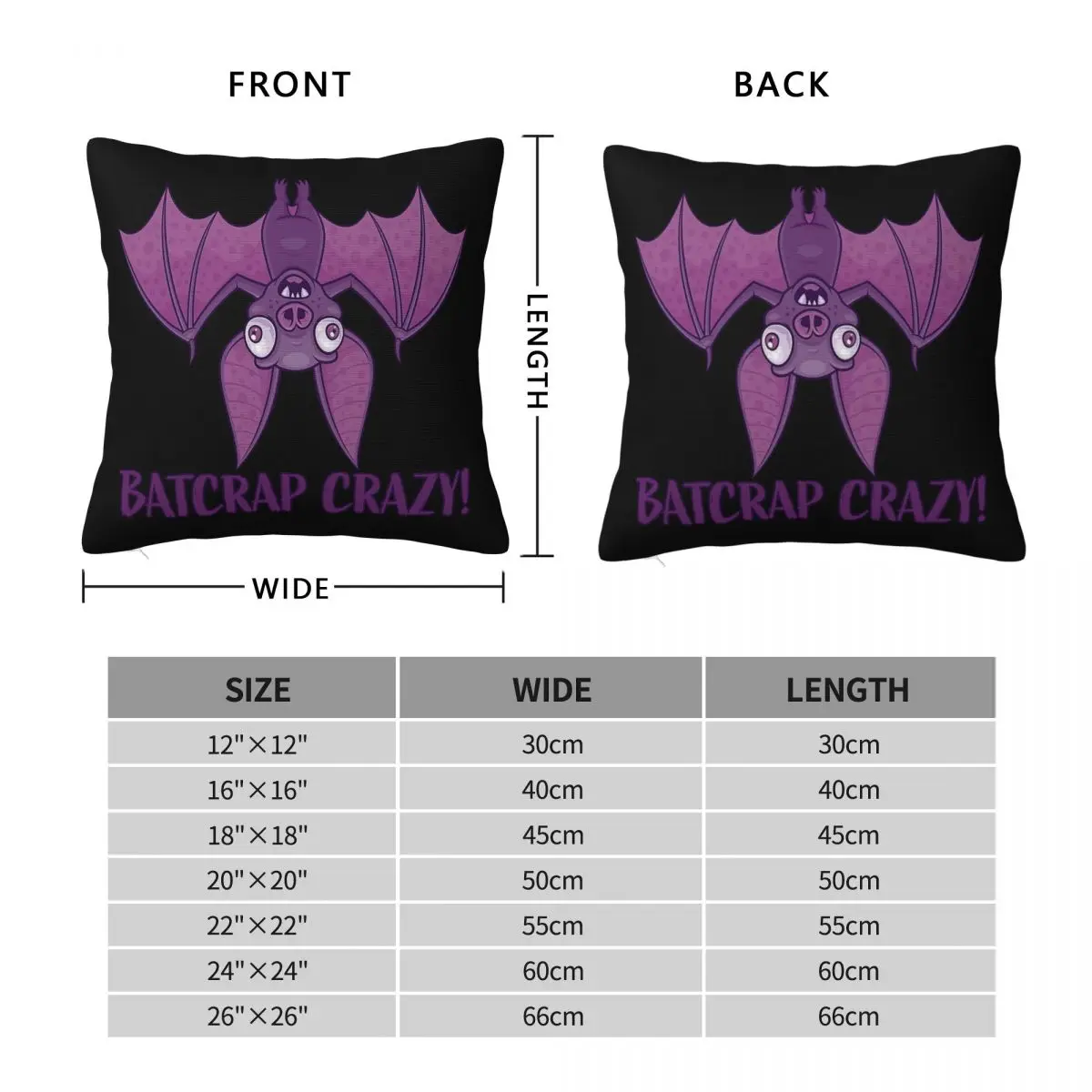 Batcrap Crazy Wacky Cartoon Bat Pillowcase Polyester Linen Velvet Pattern Zip Decor Home Cushion Case