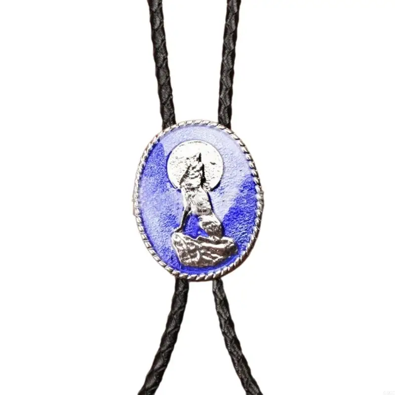 G5GCメンズカウボーイハンドメイドエナメルウルフペンダントネックレスボロタイジュエリーシャツチェーン