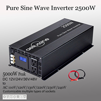 Solar Inverter 12V 220V 5000W Peak Pure Sine Wave Off Grid Power Converter 24V 36V 48V DC to 110V 120V 230V AC LCD Display