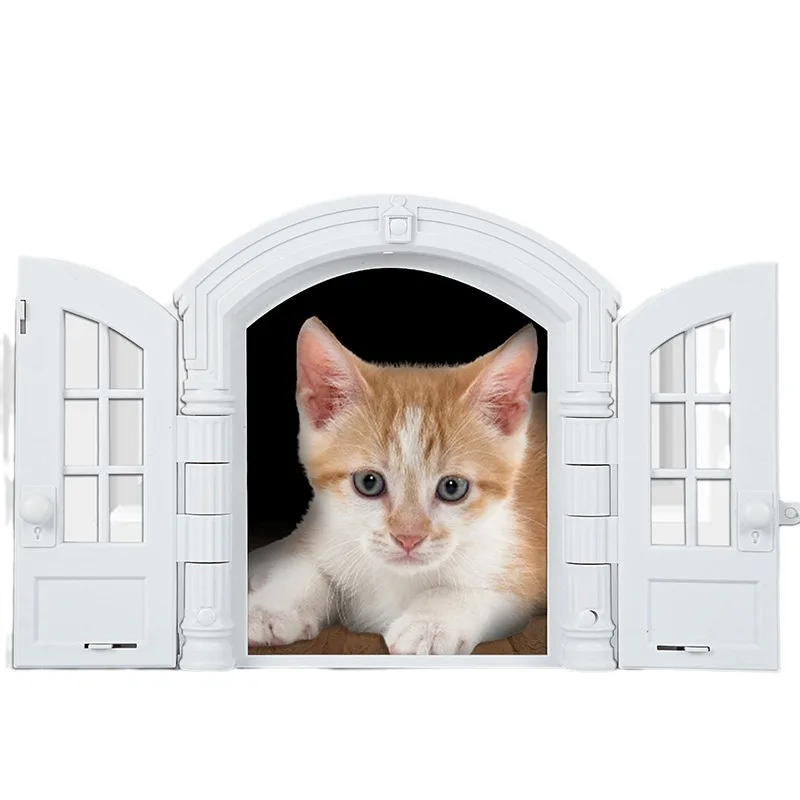 Double door cat door no flip door stop pet  cat   y