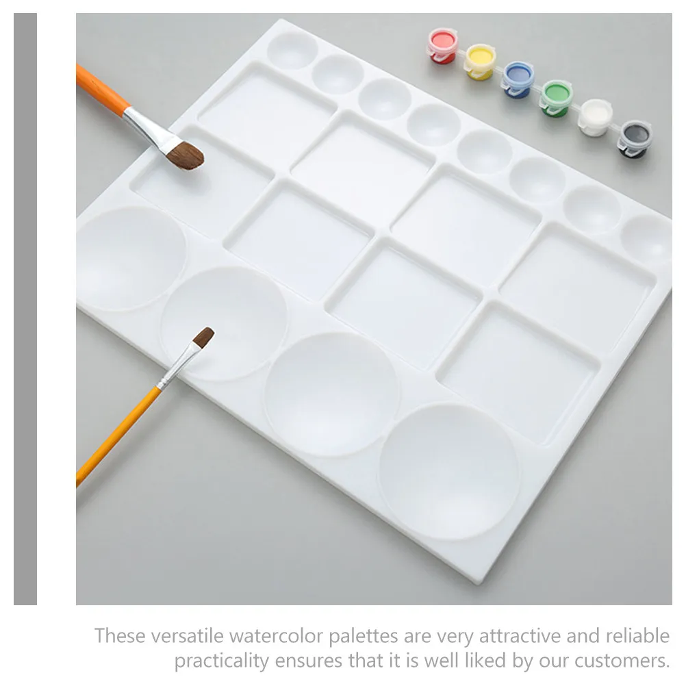 Lightweight Plastic Watercolor Palette Multi-Functional Paint Mixing Tray Smooth Surface Easy to Clean for Artists Students
