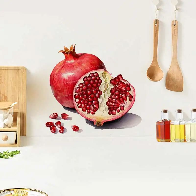 Watercolor Pomegranate Wall Sticker Kitchen Decor Living Room Cabinet Refrigerator Home Decoration Decals Stickers S834