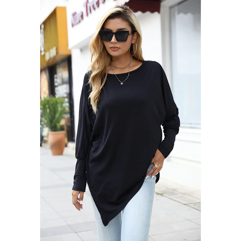 Katoen Onregelmatige Womens Tops En Blouses Toevallige O Hals Lange Mouw Lange Stevige Vrouwelijke Tuniek 2022 Lente 5XL Plus Size vrouwen Shirt