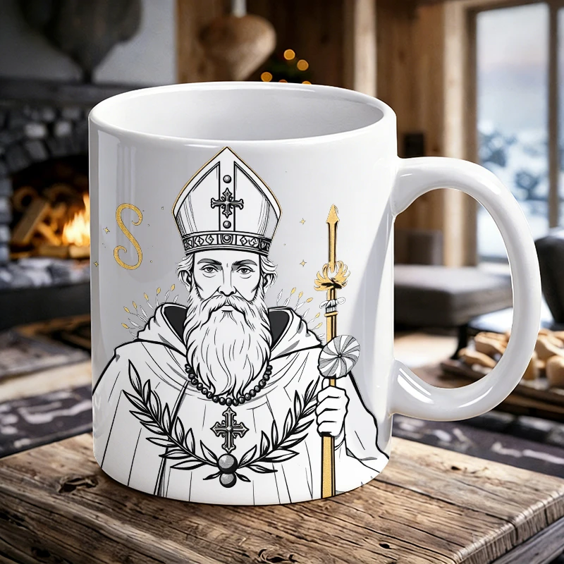 

Vintage Saint Nicholas Ceramic Mug, coffee cup, milk cup, office tea cup, drinking cup, fade-resistant, holiday gift