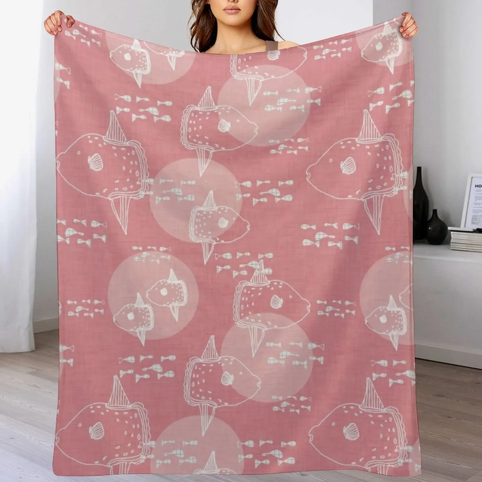 Manta Mola Mola Pink-Ocean Sunfish, manta macia e durável reutilizável para todas as estações