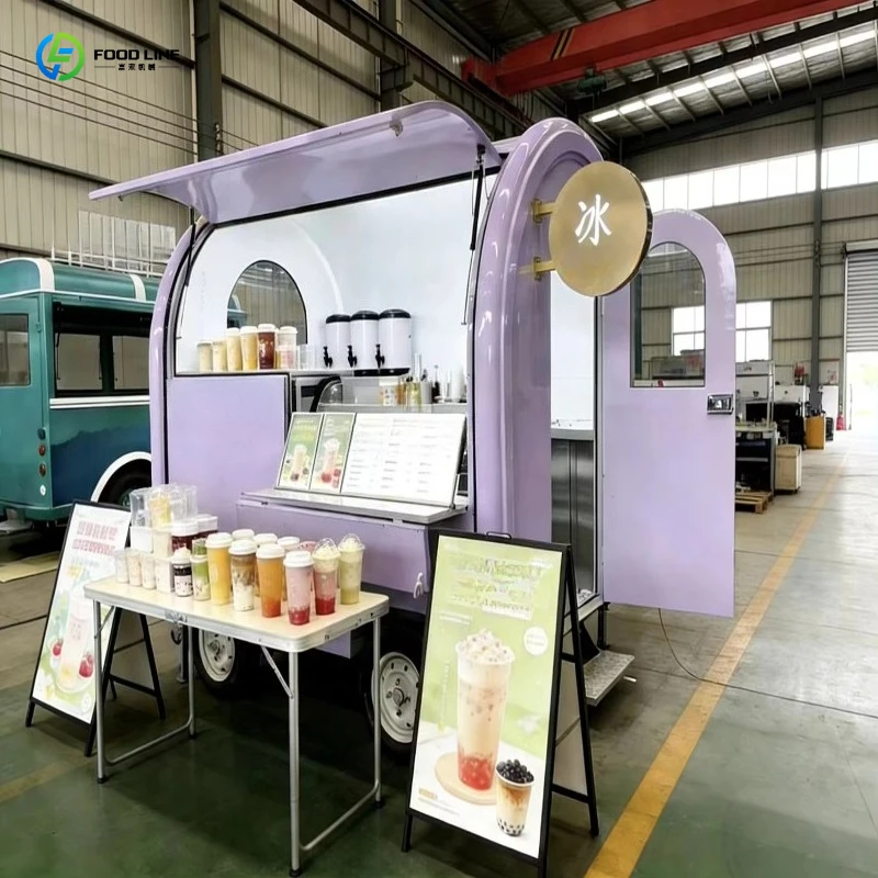 Mini Food Trailer Stainless Steel Commercial Kitchen Mobile Cart for Snack Ice Cream Vendor
