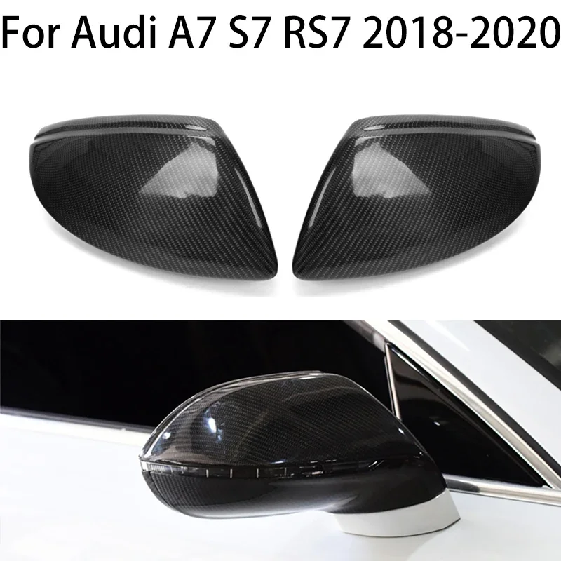 For Audi A6 C8 A7 ABT 4K8 A8 D5 2018 2019 2020 LHD Real Carbon Fiber Car Rearview Side Mirror Covers Caps Exterior Replacement