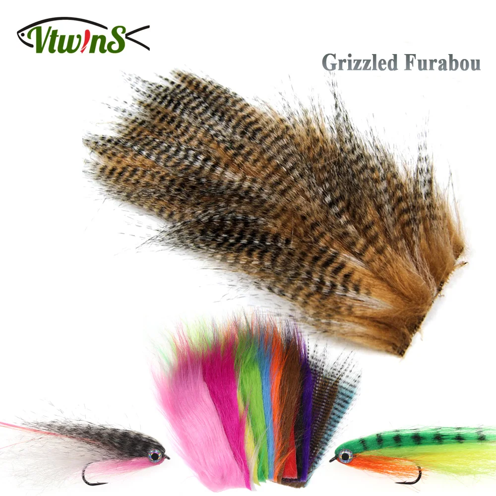 Vtwins Miękkie włókno syntetyczne Grizzled Furabou Craft Futro Syntetyczny materiał Wędkarstwo muchowe Materiały wiązujące Streamer Tail Wing Grizzy