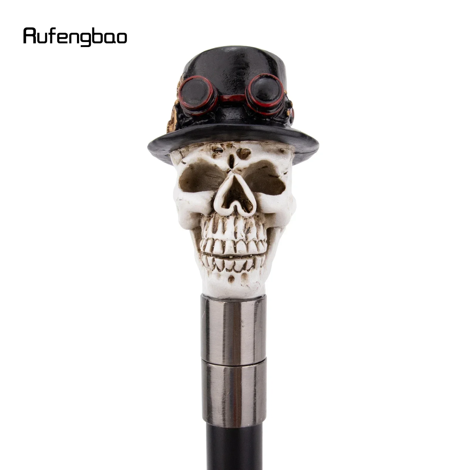 Sombrero negro de resina amarilla, bastón para caminar con cabeza de calavera, palo de acero decorativo a la moda, perilla de bastón de Cosplay elegante para caballero, báculo de 95cm