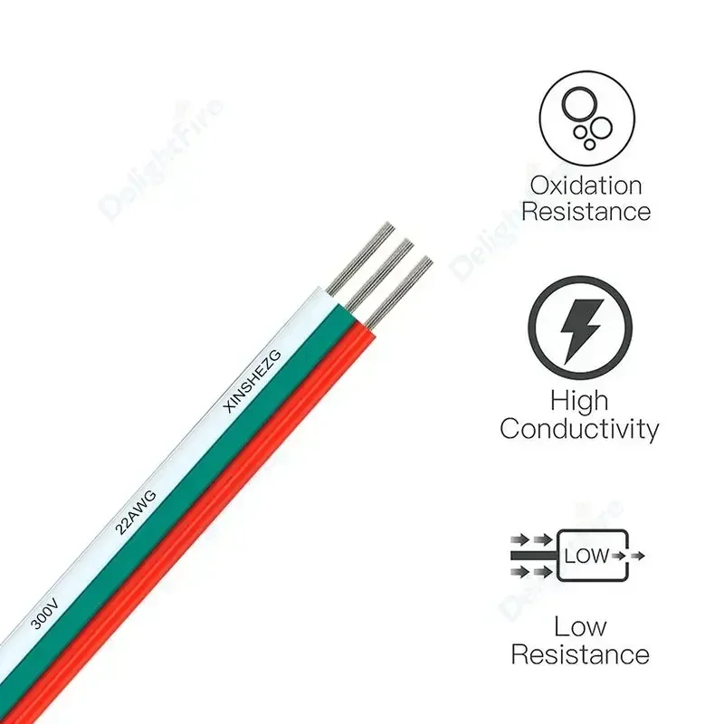 3 Pin 12 V Elektrische Draad Flexibele Vertind Koperen Koord LED Strip Verlengkabel Voor WS2811 WS2812B COB Lichtbalk JST Connectors