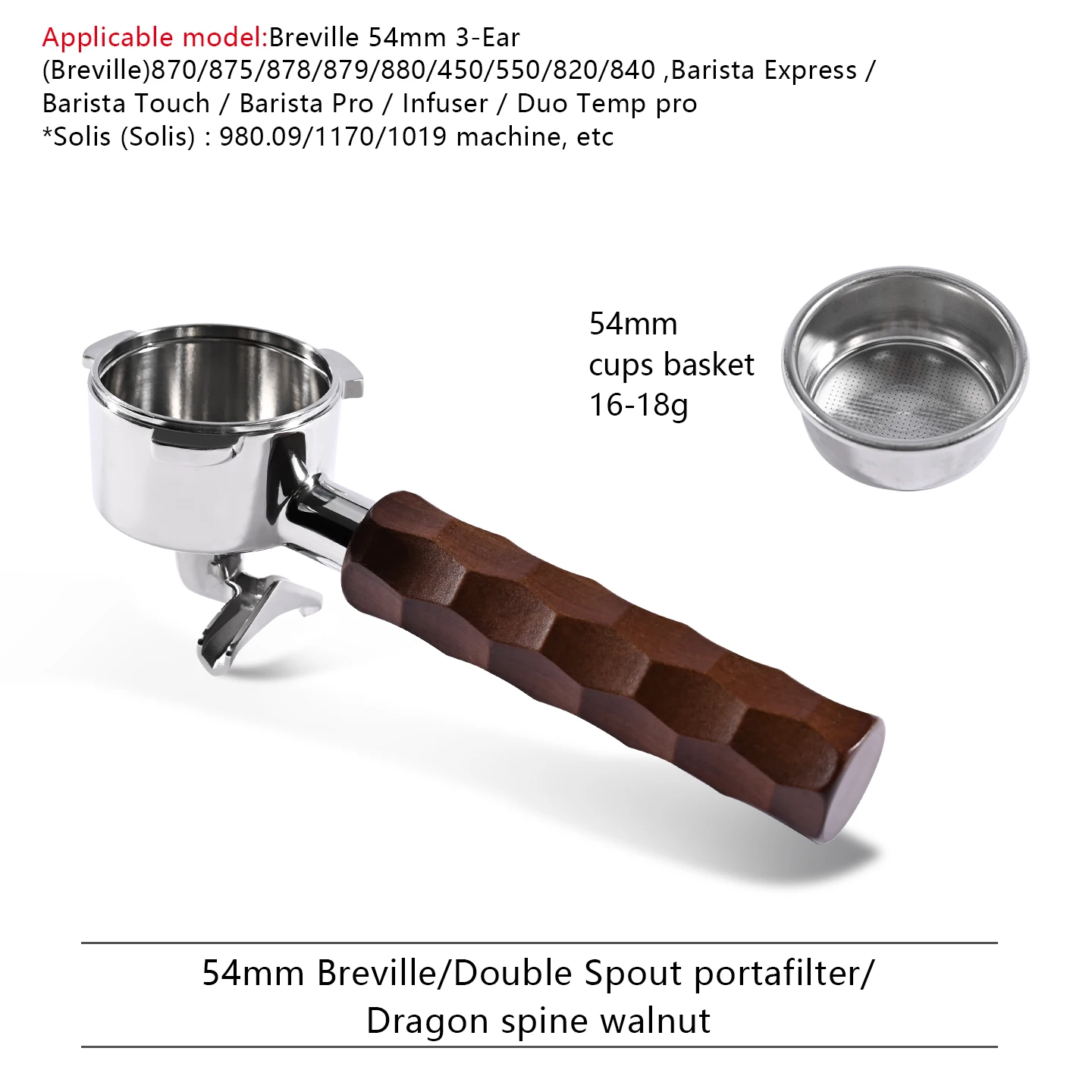 54mm Koffie Dubbele Uitloop Filterhouder Naakt Voor Breville Sage 870 878 879 Filtermand Espressomachine Accessoire Barista Tool