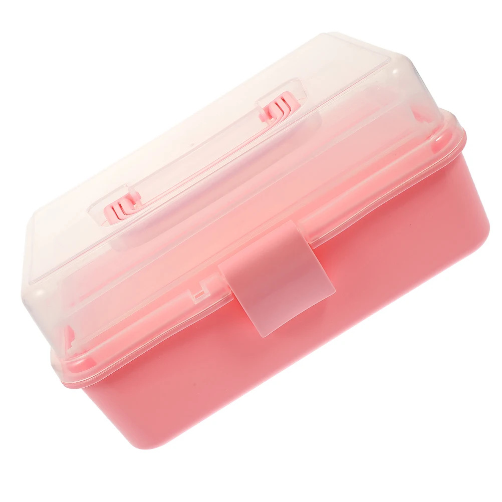 

Pink 3-layer Storage Box 27x17x13 Foldable Desk Organizer for Stationery Cosmetics Multi-function Wear-resistant