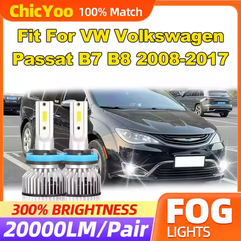 Fit For VW Volkswagen Passat B7 B8 2008-2015 2016 2017 60W Auto Fog Lamps 20000LM CSP Chips LED Fog Lights 12V 6000K White