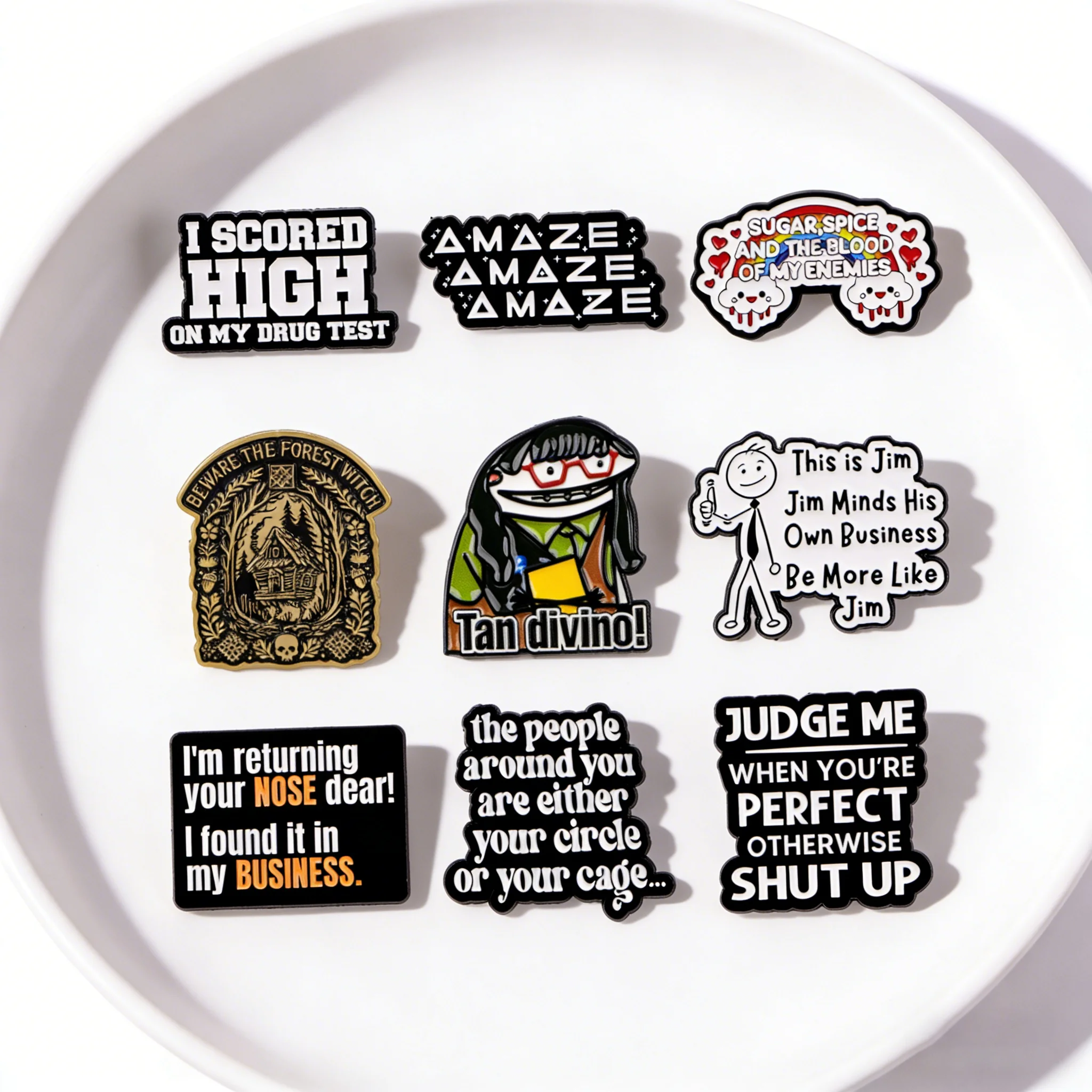 Spanish Quotes Enamel Pin Cartoon Figure Badges on Backpack Rainbow Brooches Hat Lapel Pins Cosplay Accessories Toys Gifts