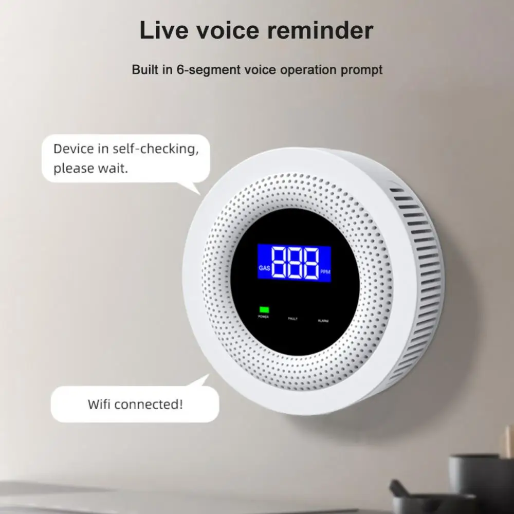 1~8PCS Tuya WiFi Natural Gas Leak Detector LPG Leakage Sensor Sound Alarm & 433MHz Remote Control Protection Security Smart Home